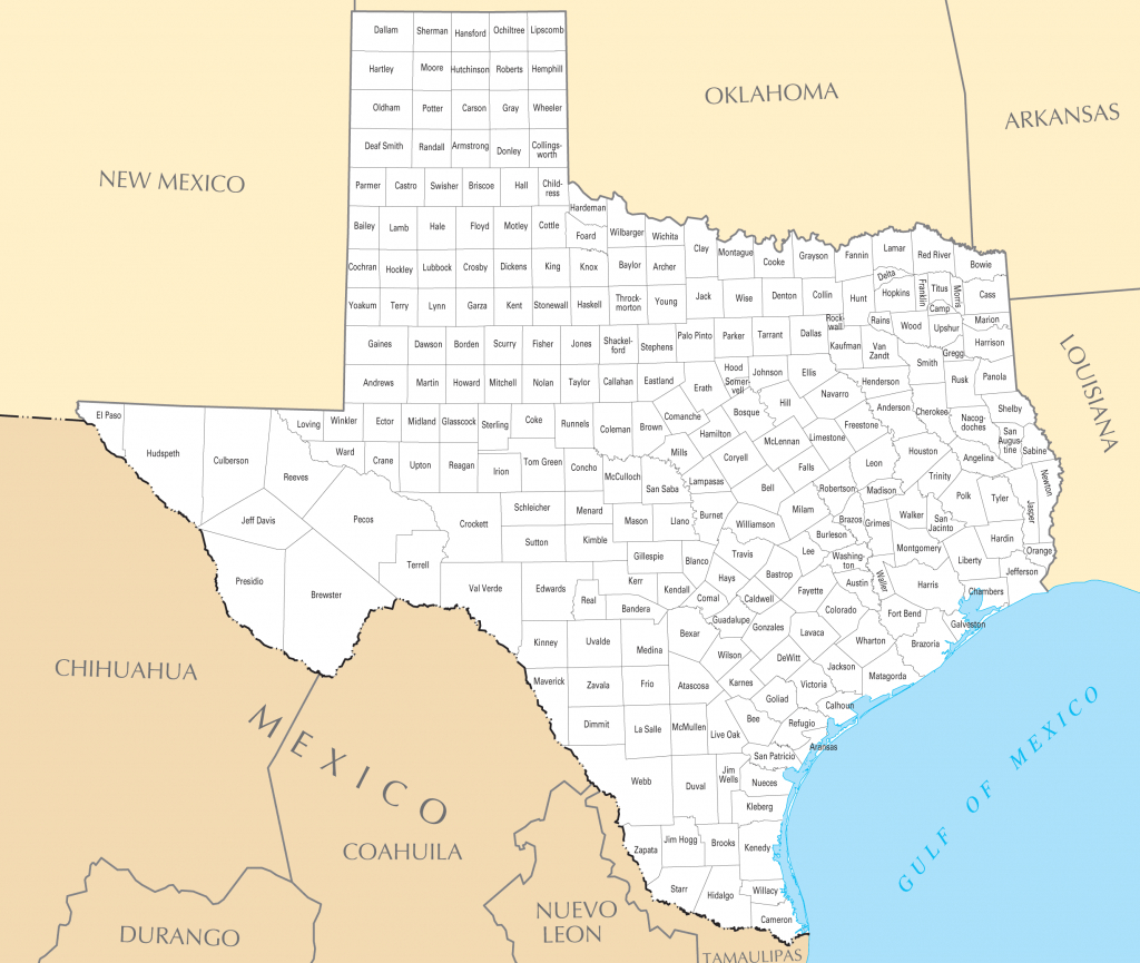 Texas County Map • Mapsof - Full Map Of Texas
