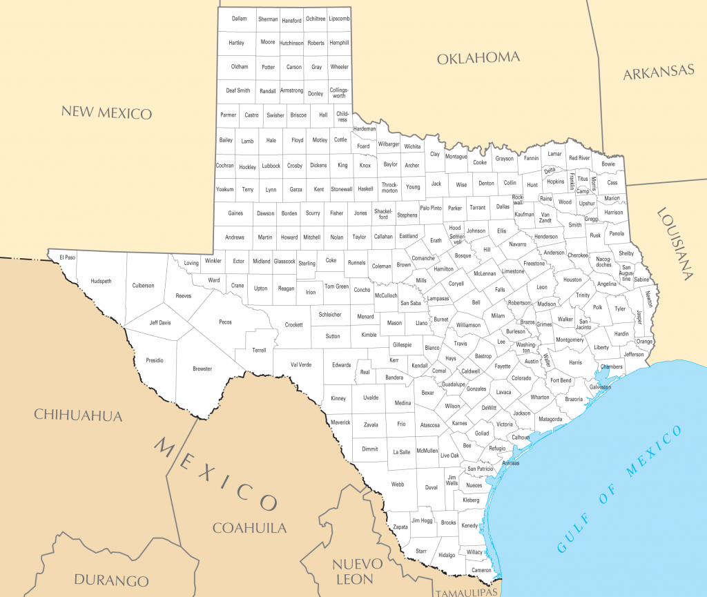 Texas County Map • Mapsof - Texas Lakes Map