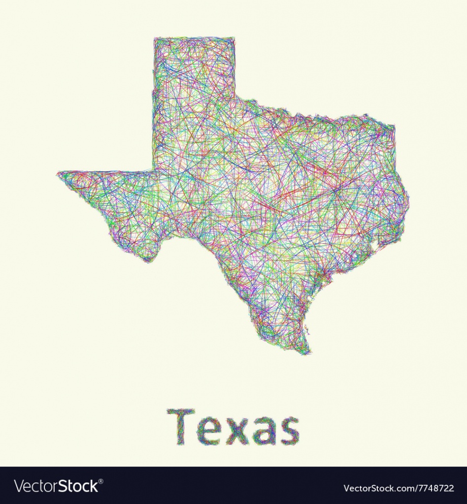 Texas Line Art Map Royalty Free Vector Image - Vectorstock - Map Of Texas Art