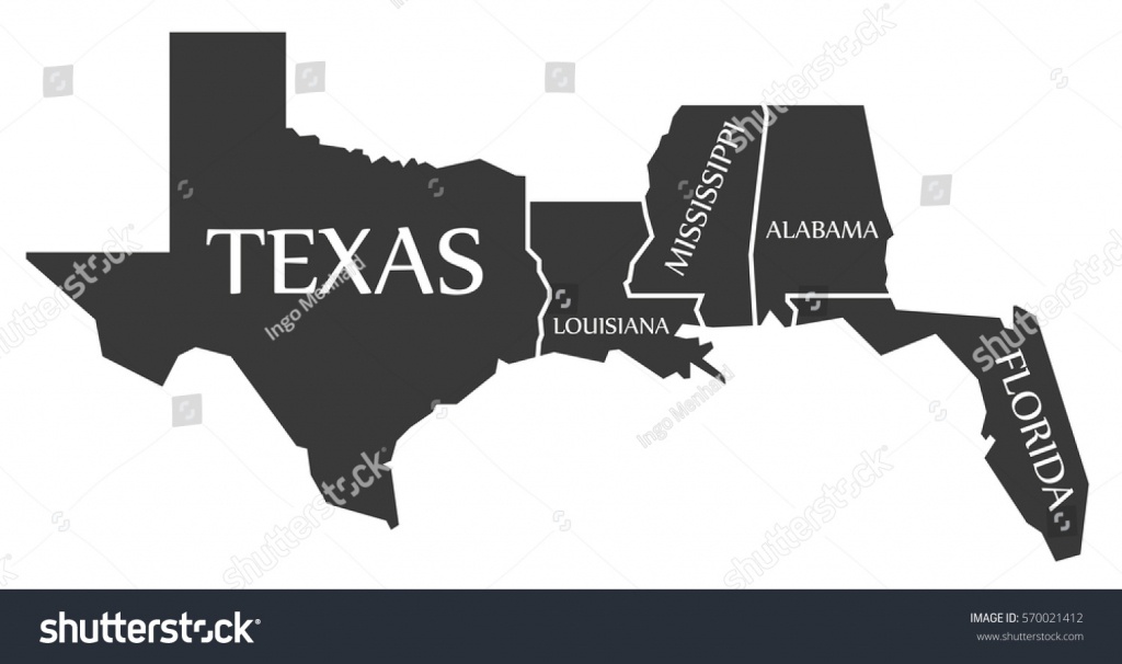 Texas Louisiana Mississippi Alabama Florida Map Image Vectorielle De - Florida Louisiana Map