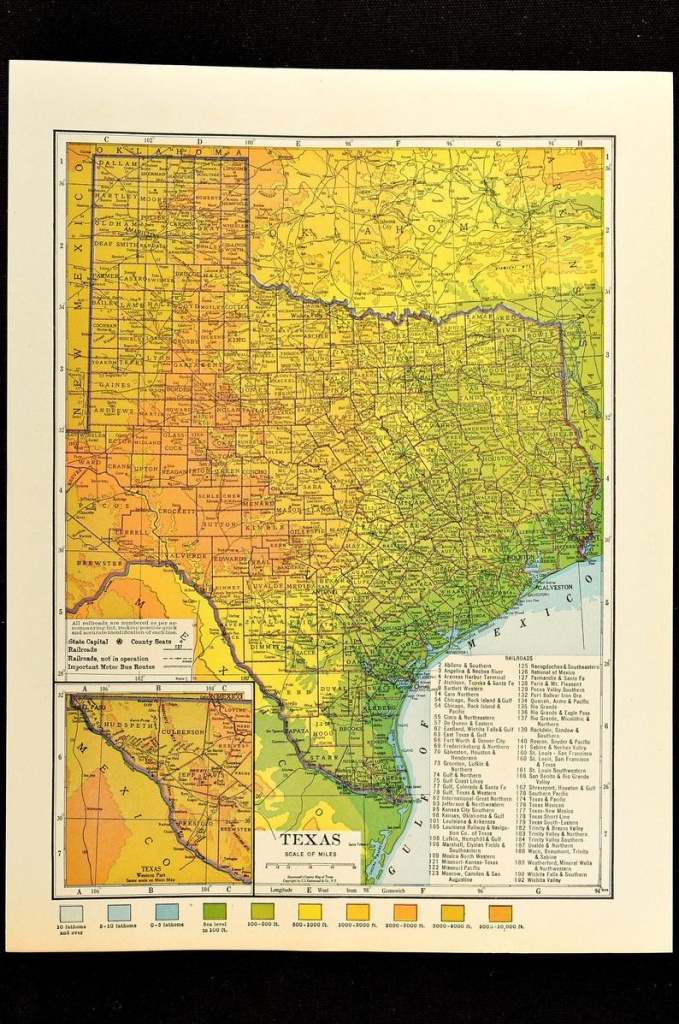 Texas Map Of Texas Topographic Map Wall Decor Art Colorful | Etsy - Texas Map Wall Art