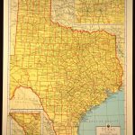 Texas Map Of Texas Wall Art Colored Colorful Yellow Vintage Gift   Old Texas Map Wall Art