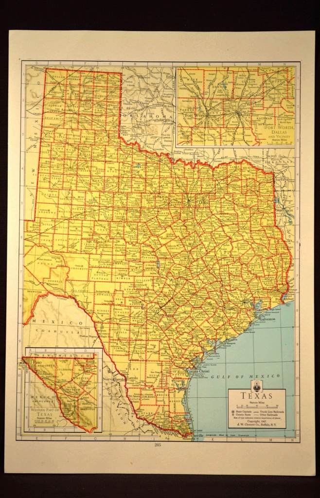 Texas Map Of Texas Wall Art Colored Colorful Yellow Vintage Gift - Old Texas Map Wall Art