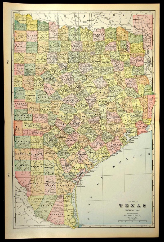 Texas Map Of Texas Wall Art Decor Antique East Eastern Early | Etsy - Texas Map Wall Art