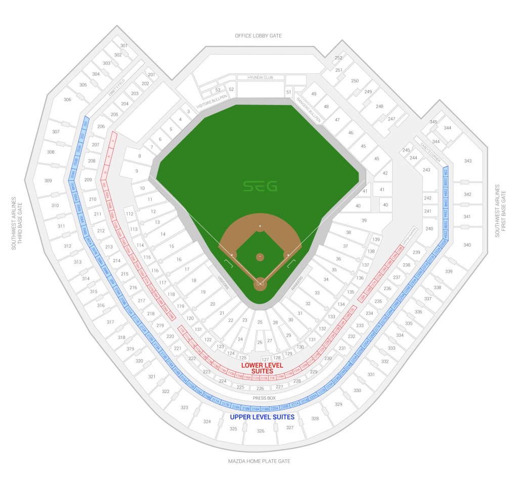 Texas Rangers Suite Rentals | Globe Life Park - Texas Rangers Stadium Map