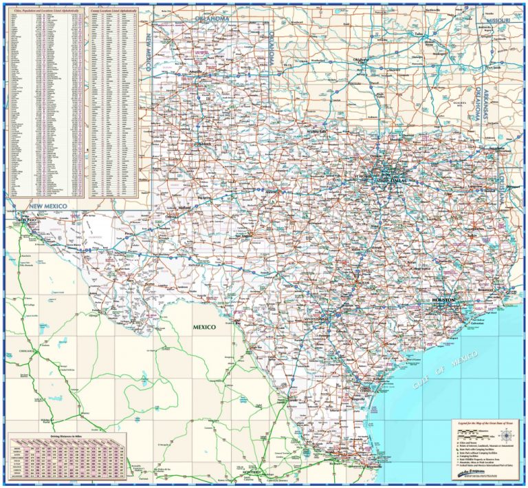 Texas Reference Wall Map - The Map Shop - Texas Wall Map | Free ...