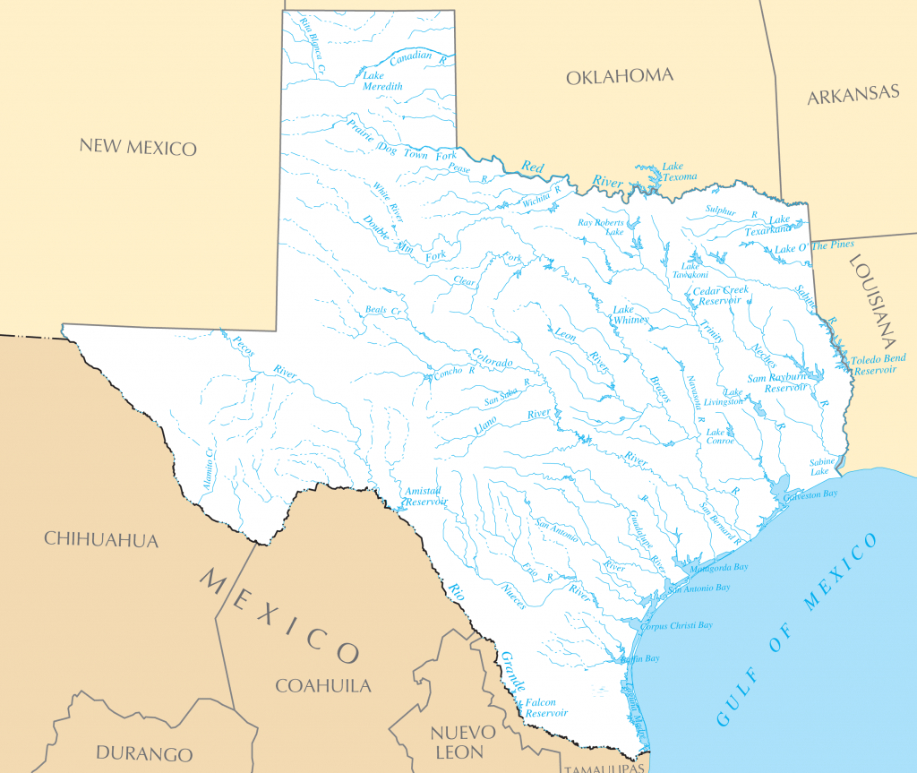 Texas Rivers And Lakes • Mapsof - Texas Lakes Map