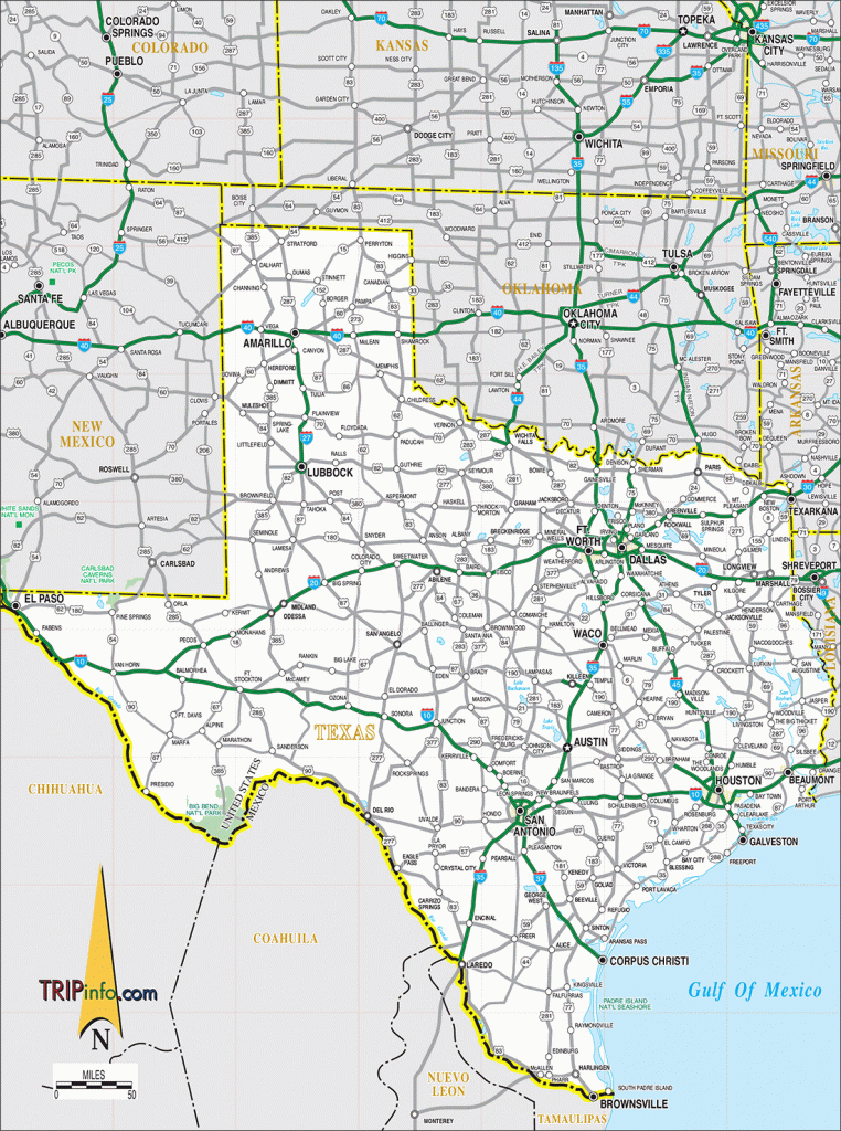 Texas Road Map - Texas Road Map With Cities And Towns
