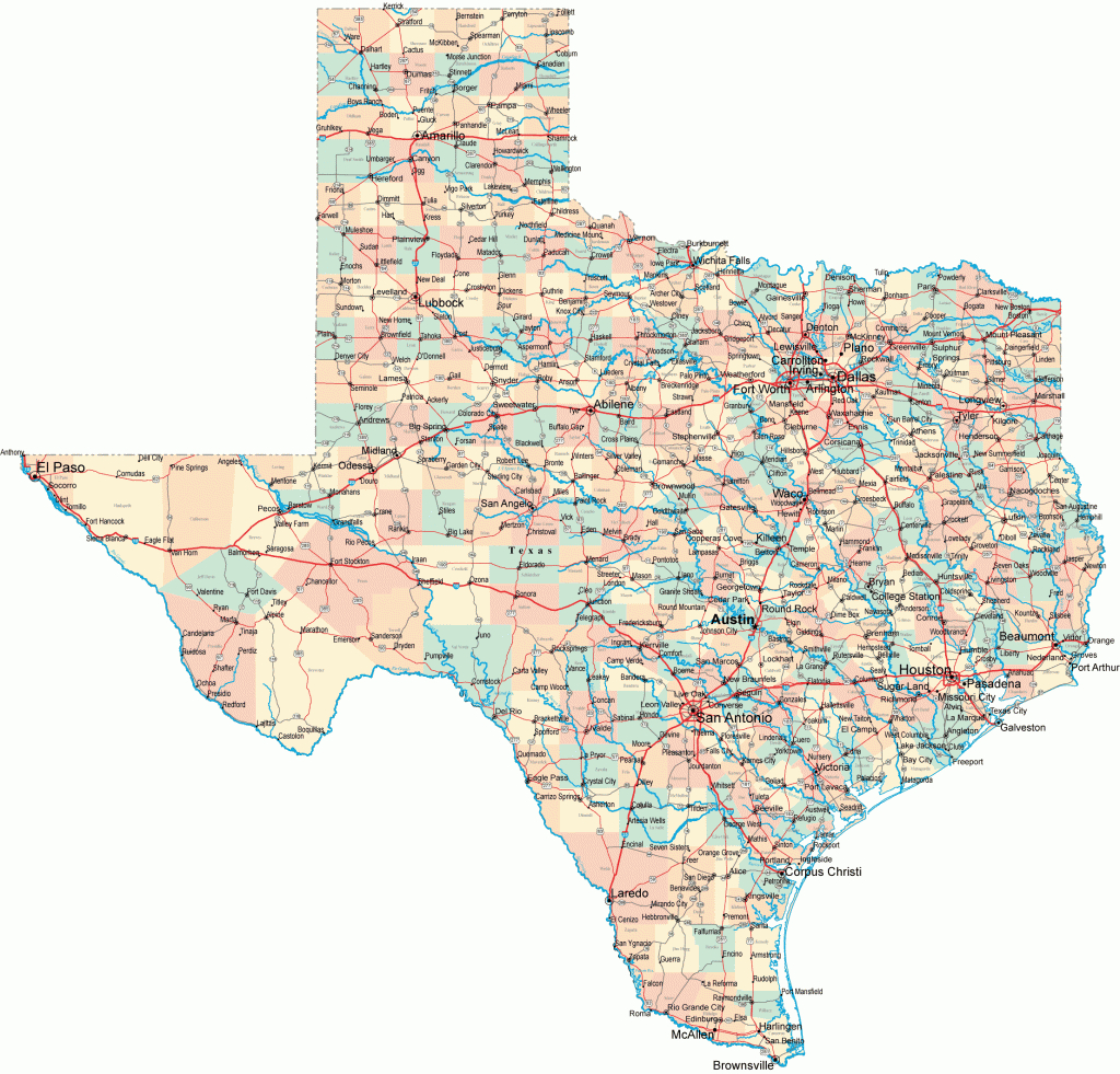 Texas Road Map - Tx Road Map - Texas Highway Map - Road Map Of Texas Cities And Towns