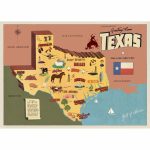 Texas Sightseeing Map Souvenir Vintage Style Poster D | Big Boy Room   Texas Sightseeing Map