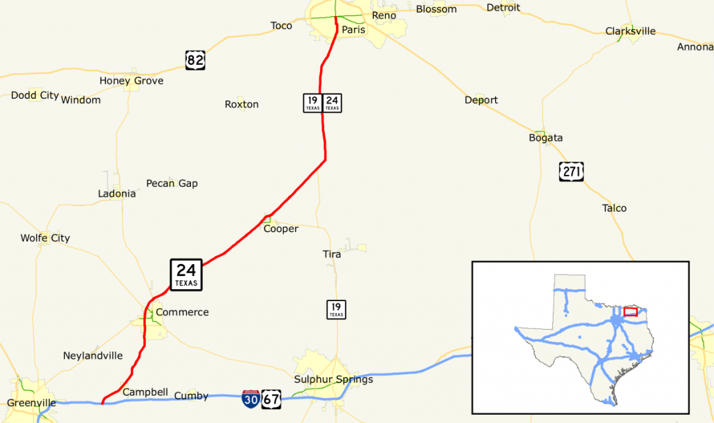 Texas State Highway 24 - Wikipedia - Paris Texas Map