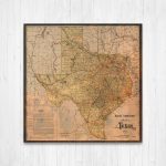 Texas State Map Texas Map Canvas Antiqued Texas Map Canvas | Etsy   Texas Map Canvas