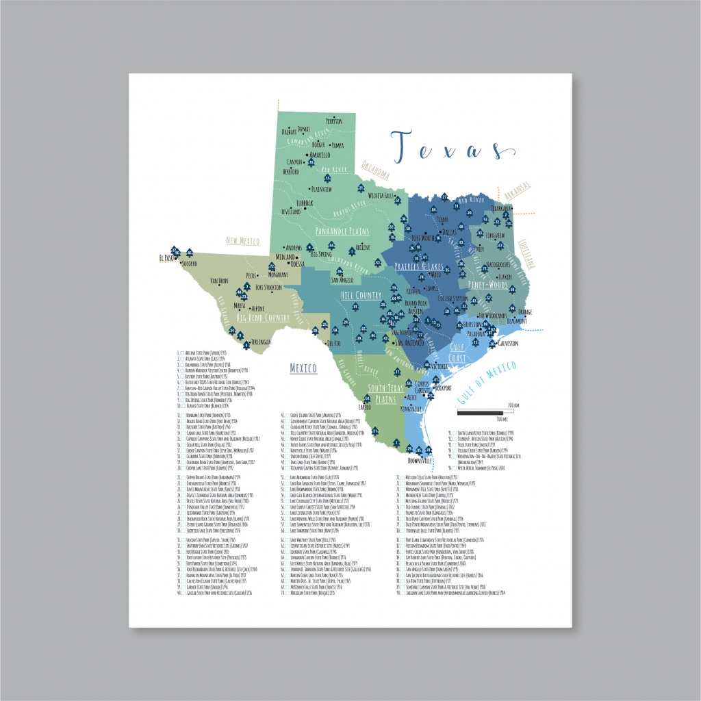Texas State Parks Map Printable Map Of The State Parks In | Etsy - Texas State Parks Map