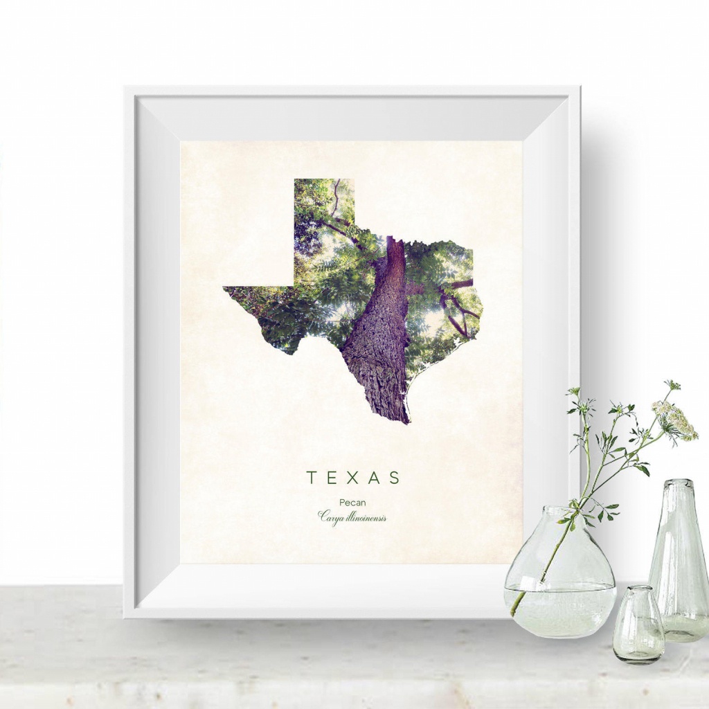 Texas State Tree Map Art State Map Print Map Poster Wall | Etsy - Texas Tree Map