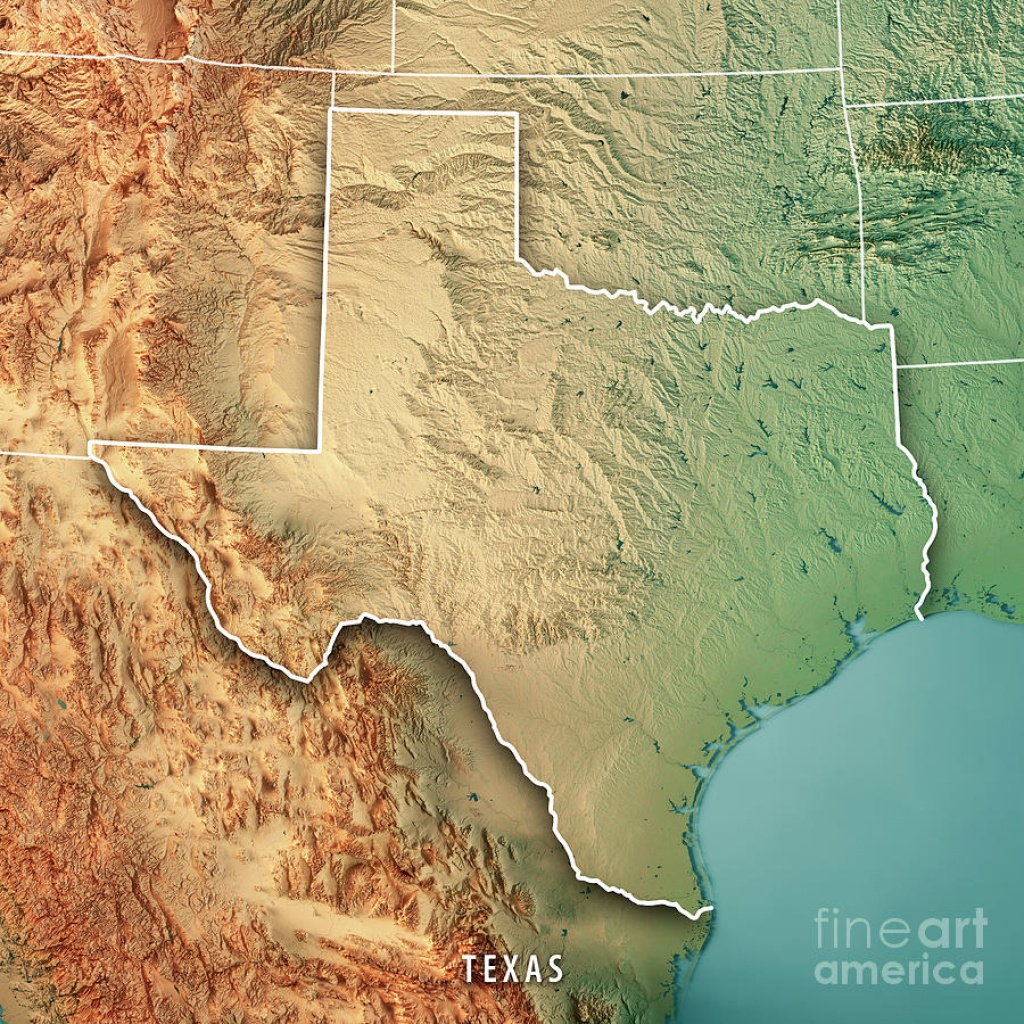 Texas Elevation Map By County Printable Maps 1366