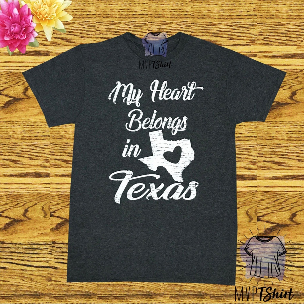 Texas T-Shirt-My Heart Belongs In Texas Map Graphic | Etsy - Texas Not Texas Map T Shirt