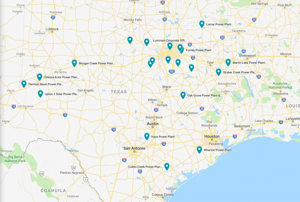 Texas – Vistra Energy Hub - Power Plants In Texas Map