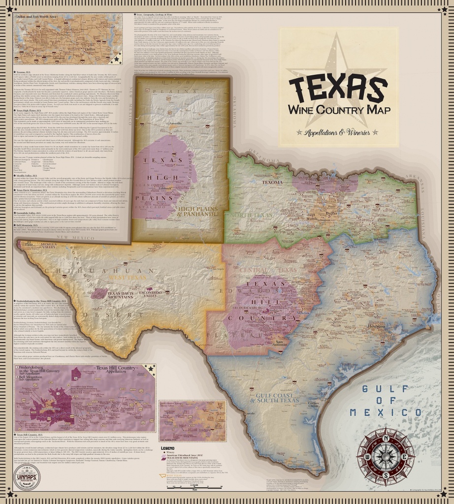 Texas Wine Country Map, Appellations &amp;amp; Wineries - Vinmaps® - Texas Wine Country Map