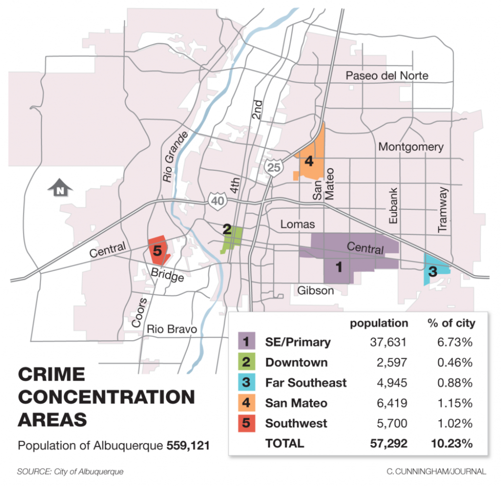 The 5 Most Violent Areas To Live In Albuquerque Albuquerque Journal Printable Map Of Albuquerque 