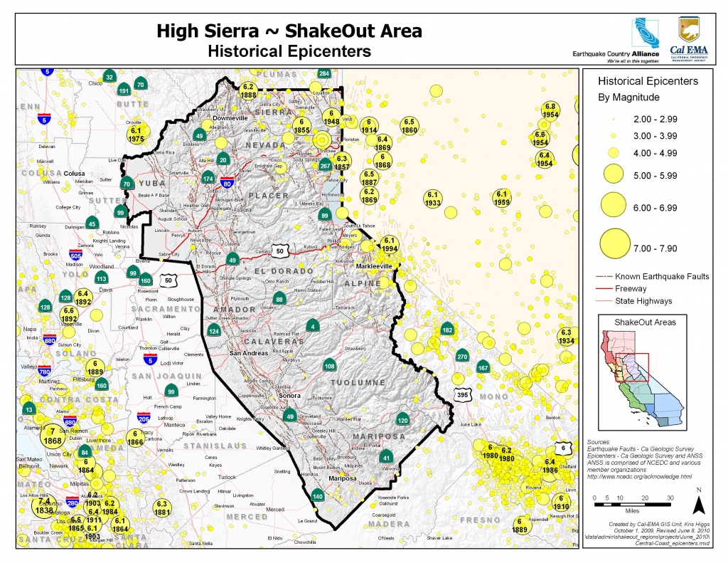 The Great California Shakeout - Delta Sierra Area - Sierra California Map