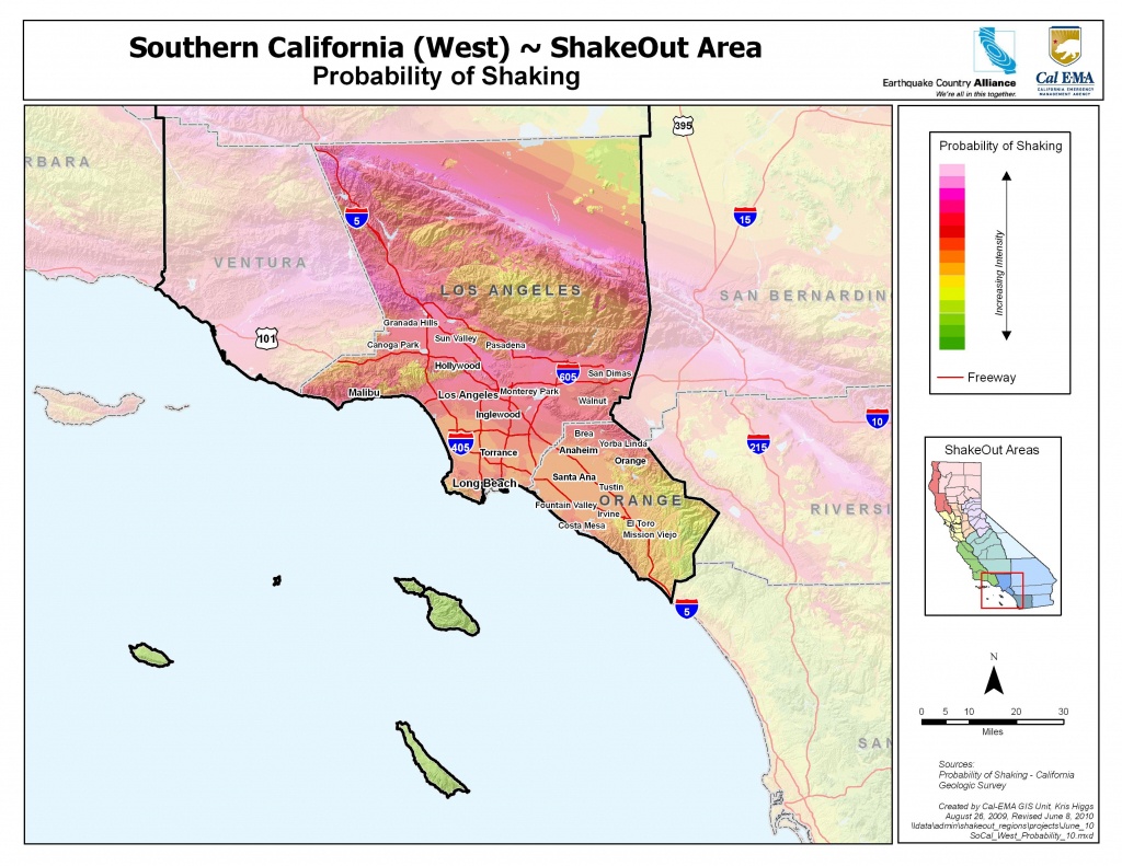 The Great California Shakeout - Southern California Coast Area - Map Of Southern California Coastline