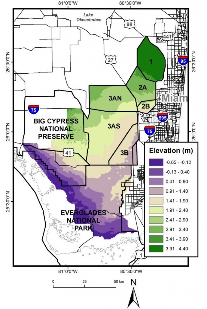 The Greater Everglades Region Of South Florida, Usa. The Digital - Florida Elevation Map Above Sea Level