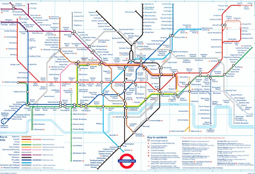 The London Tube Map Archive - London Underground Map Printable A4