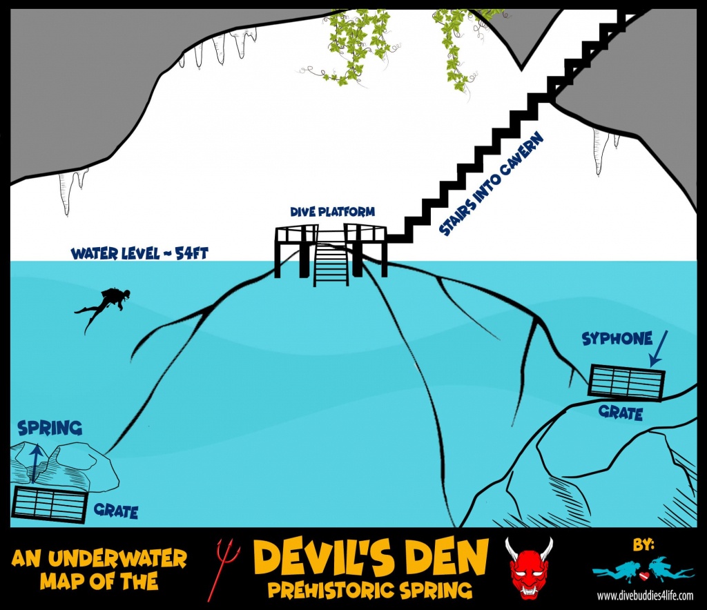 The Prehistoric Spring Of The Devil&amp;#039;s Den Underwater Map In Florida - Devil&amp;#039;s Den Florida Map