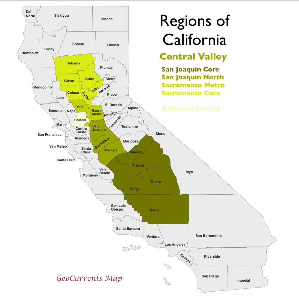 The Regionalization Of California Part 2 Geocurrents For Central - California Valley Map