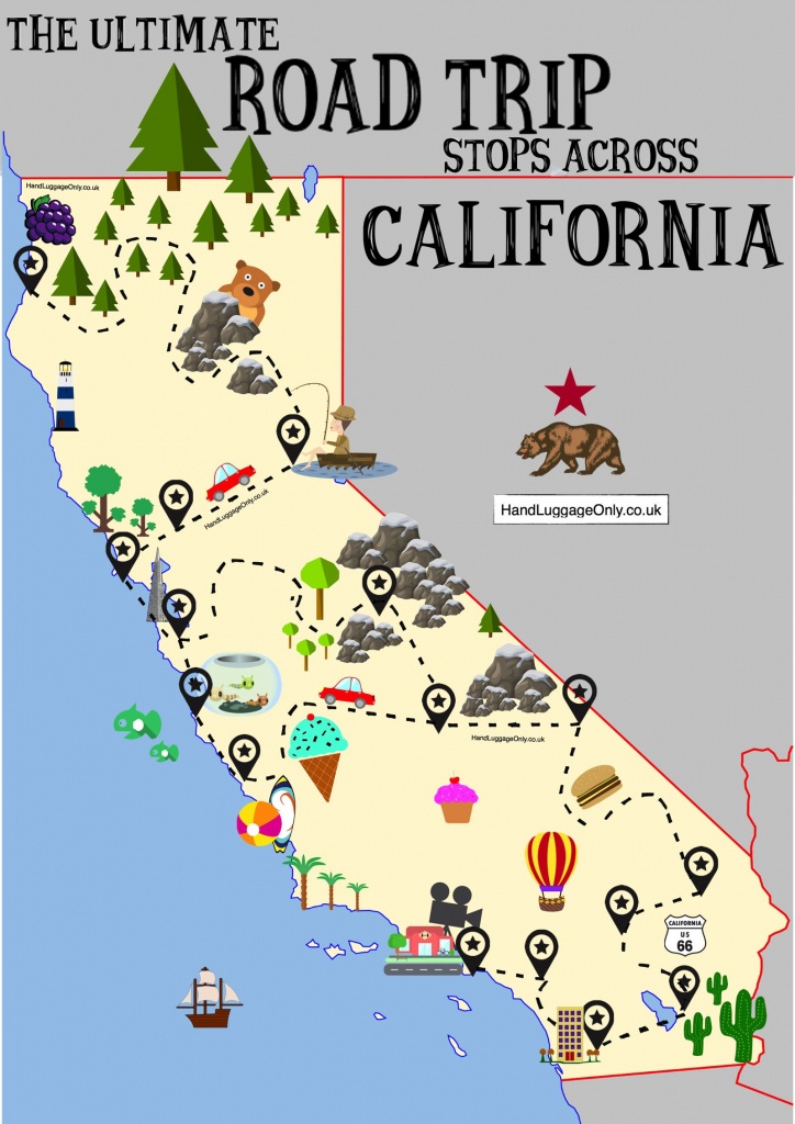 The Ultimate Road Trip Map Of Places To Visit In California - Hand - California Tourist Attractions Map