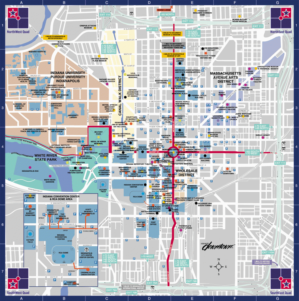 This Large Map Of Downtown Indianapolis May Take A Moment To Load - Downtown Indianapolis Map Printable