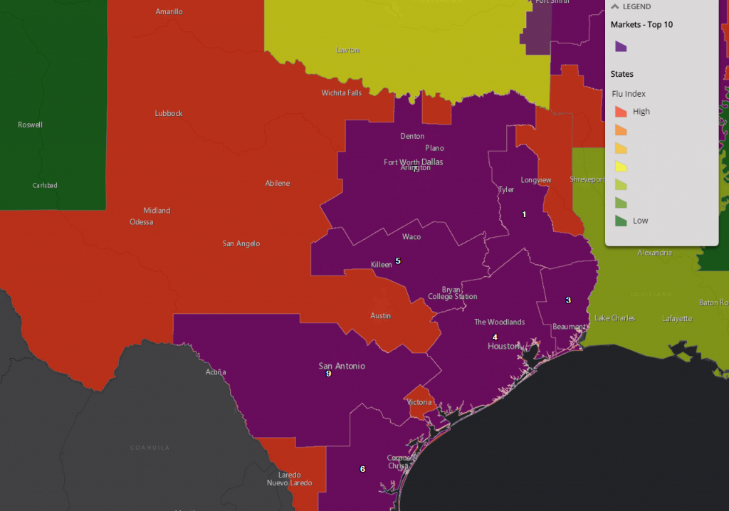 This Map Of Texas Explains Why Everyone You Know Has The Flu - Texas Flu Map 2017