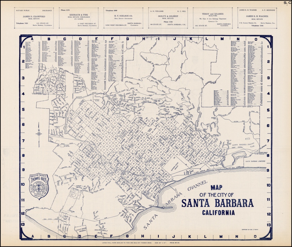 Thomas Bros. Map Of The City Of Santa Barbara California - Barry - Thomas Bros Maps California