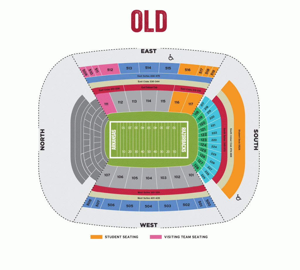 Tickets | Arkansas Razorbacks - Texas Memorial Stadium Map
