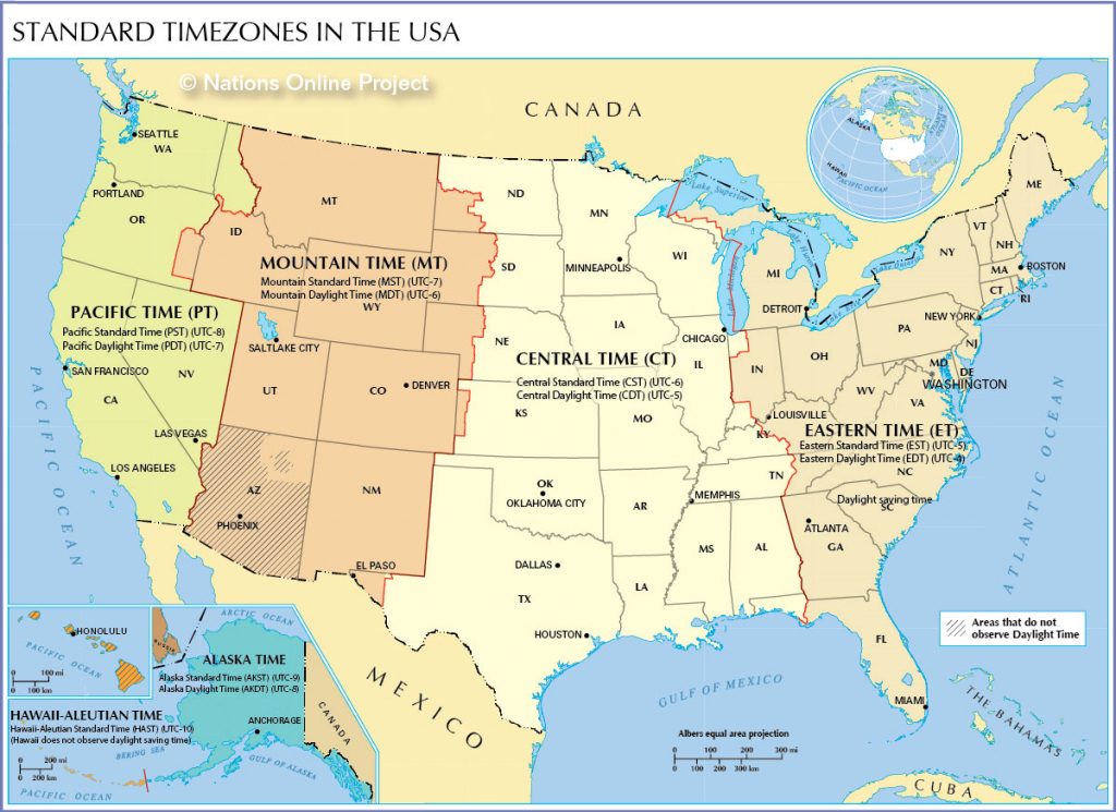 time zone map of the united states nations online