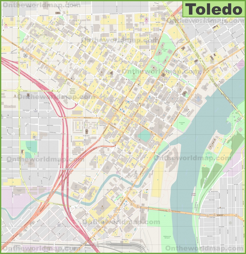 Toledo Downtown Map Printable Map Of Toledo Ohio 