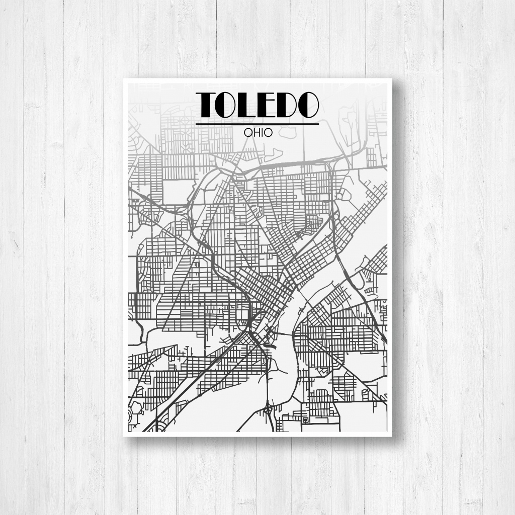 Toledo Ohio Street Map Fading Map Toledo Street Map City | Etsy - Printable Map Of Toledo Ohio