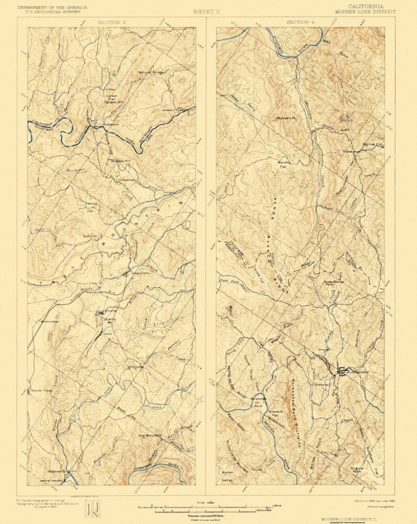Topographical Map - Mother Lode District California 1 Of 2 - 1899 - California Mother Lode Map