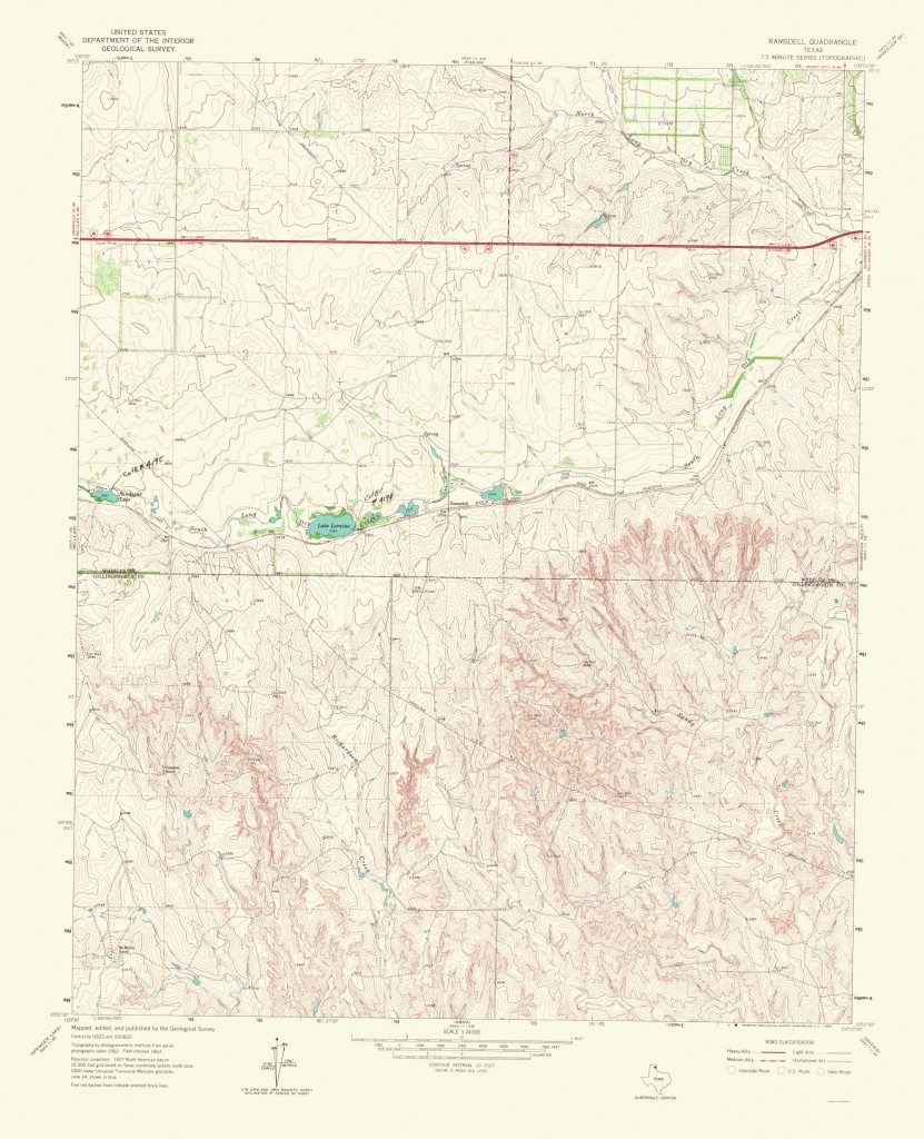 Topographical Map Print - Ramsdell Texas Quad - Usgs 1967 - 23 X - Texas Map Print