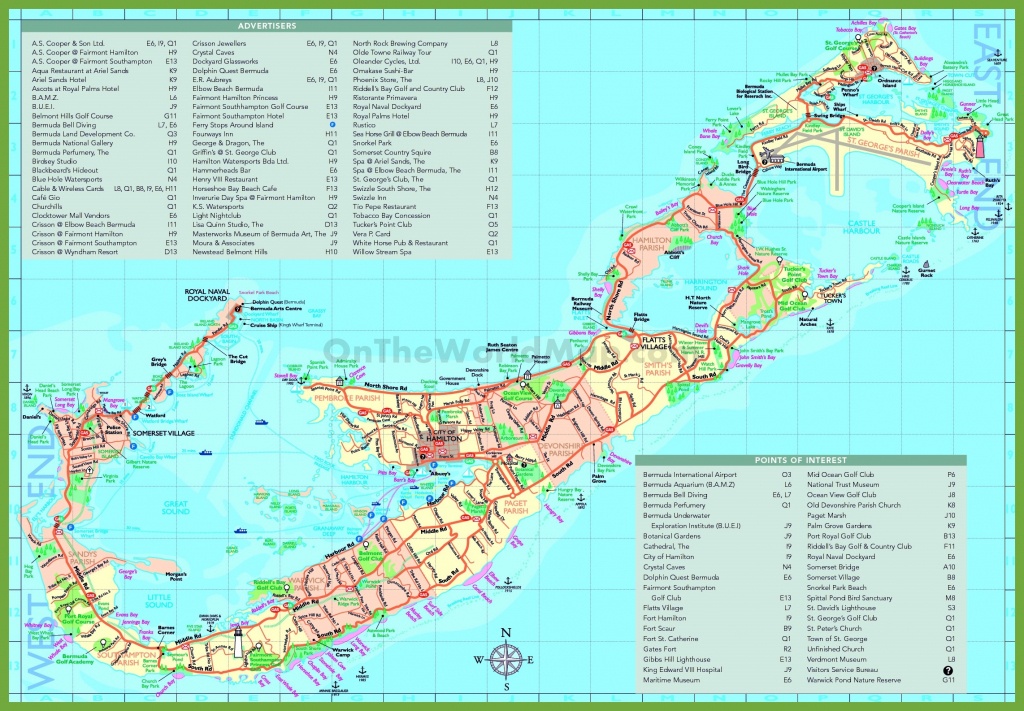 Travel Map Of Bermuda With Attractions - Printable Map Of Bermuda