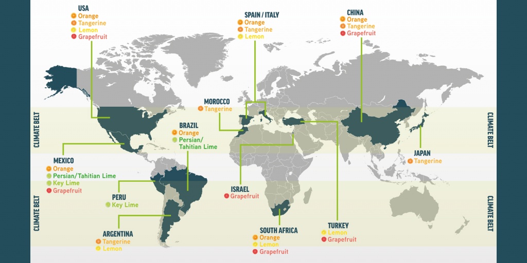 Treatt | Citrus Growing Regions - Where Are Oranges Grown In Florida Map