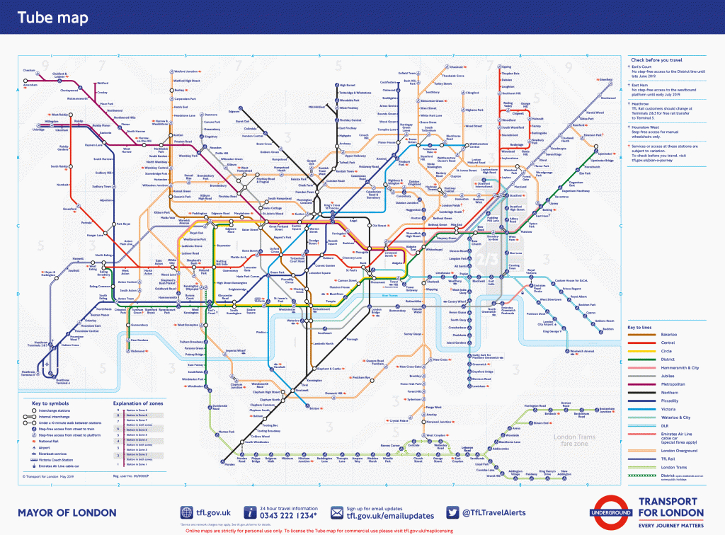 Tube - Transport For London - Printable Tube Map