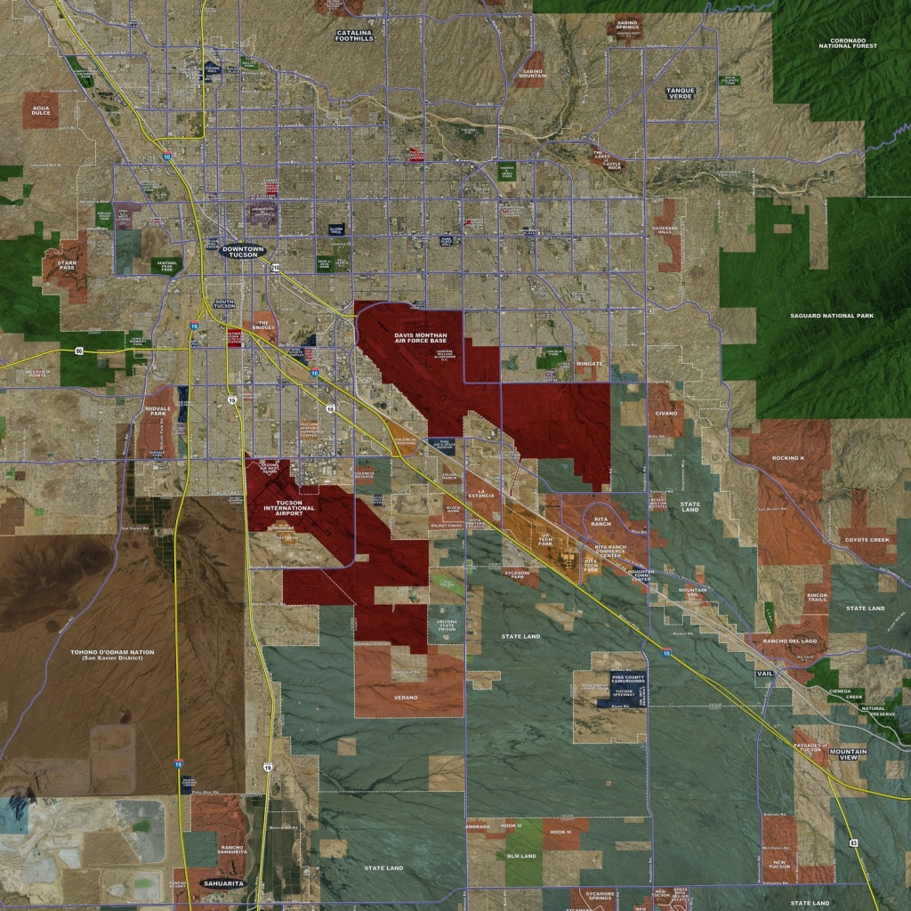 Tucson - Rolled Aerial Map - Landiscor Real Estate Mapping - Printable Aerial Maps