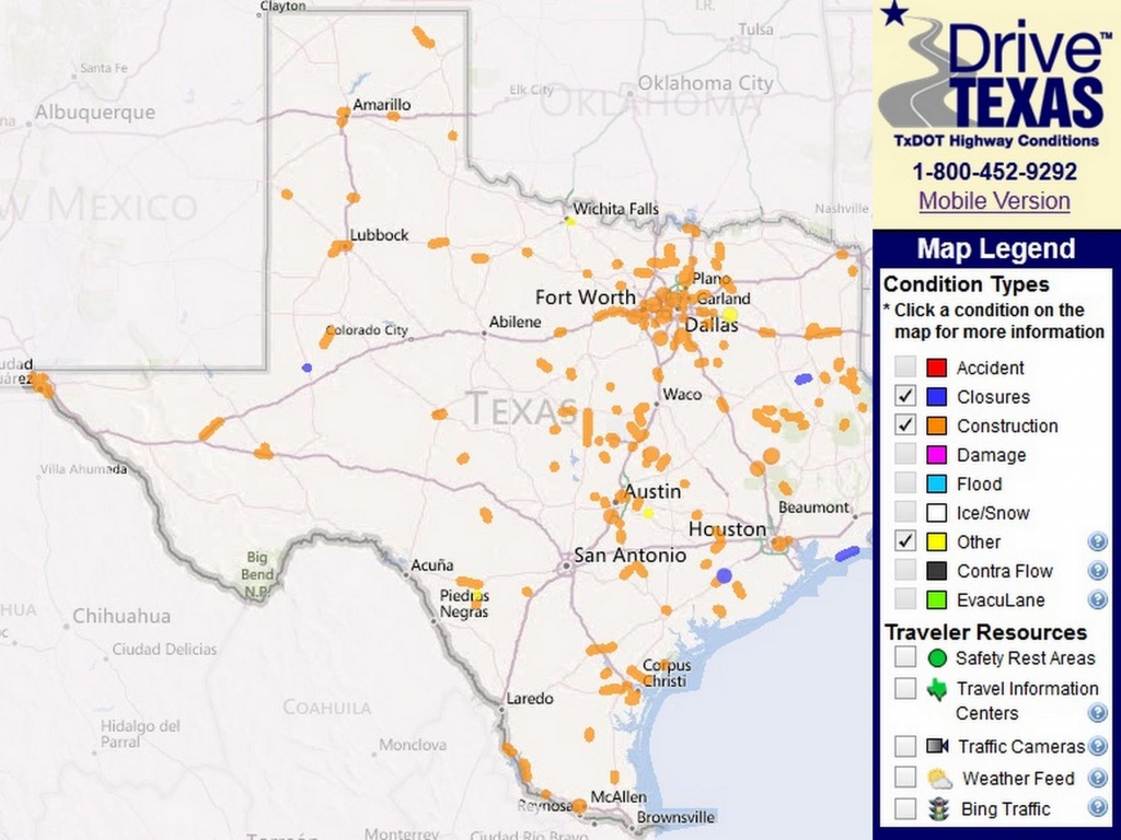 Txdot Launches Interactive Map Of Driving Conditions Kut Texas Highway Construction Map 