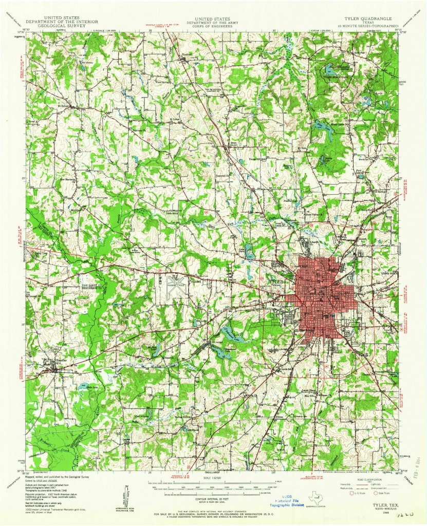 Tyler, Tx—1948. Map From The Usgs Historical Topographic Map - Texas Topo Map