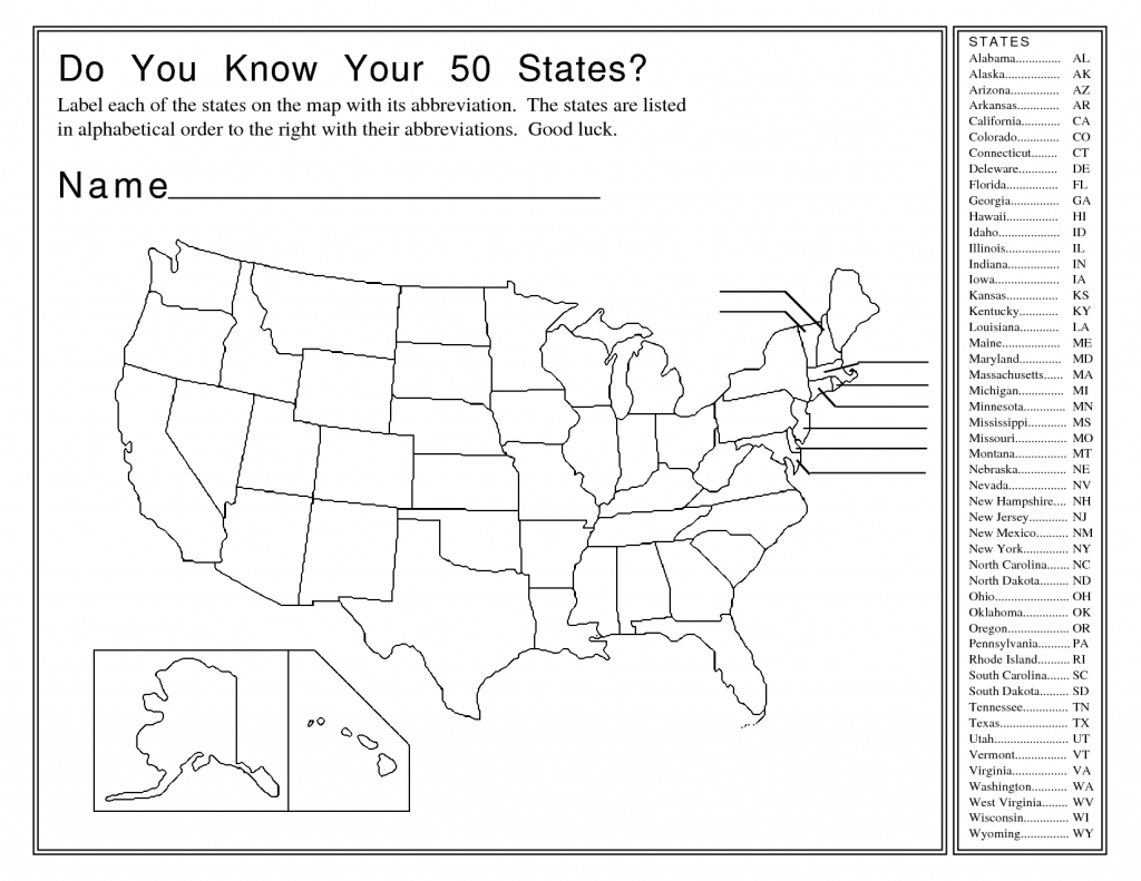United States Map Activity Worksheet | Social Studies | Map Quiz - States And Capitals Map Quiz Printable