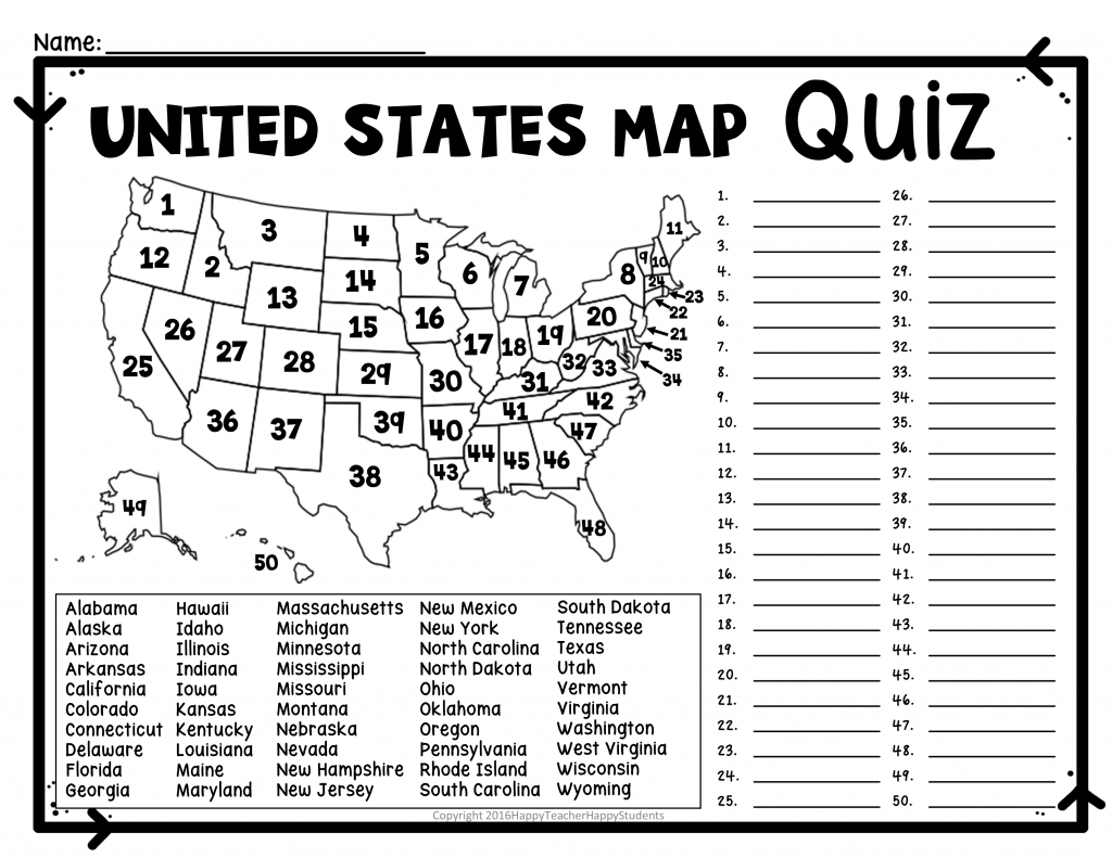 United States Map Quiz Worksheet Usa Map Test With Practice 