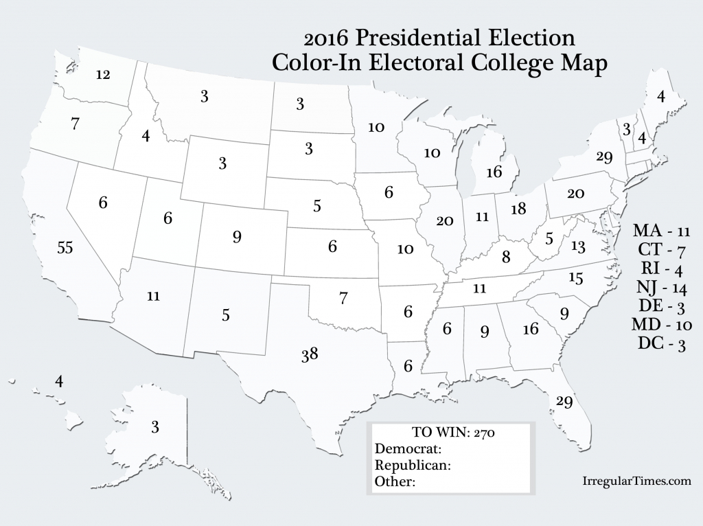 United States Map With Electoral Votes Inspirationa Blank College - Blank Electoral College Map 2016 Printable