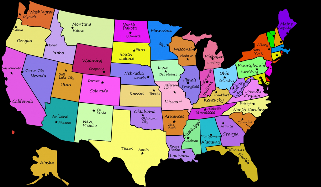 United States Map With States And Capitals And Travel Information - United States Map With State Names And Capitals Printable