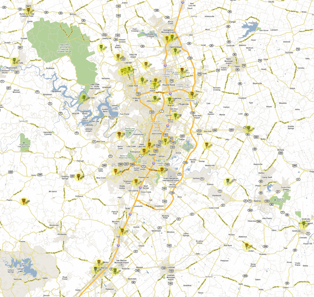 Updated Disc Golf Map For Greater Austin Area - Disc Golf Course Review - Printable Map Of Austin Tx